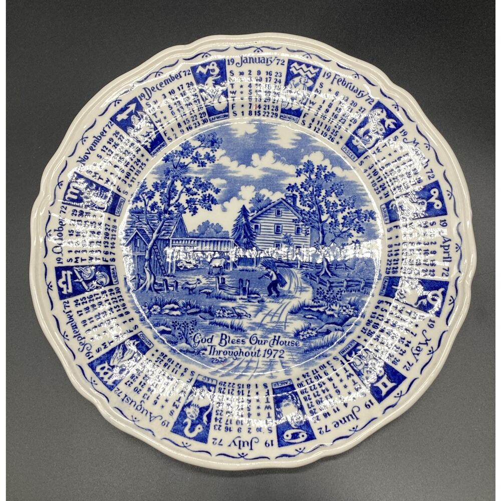 Alfred Meakin Ceramic 9" Calendar Plate 1972 - Vintage Made in England